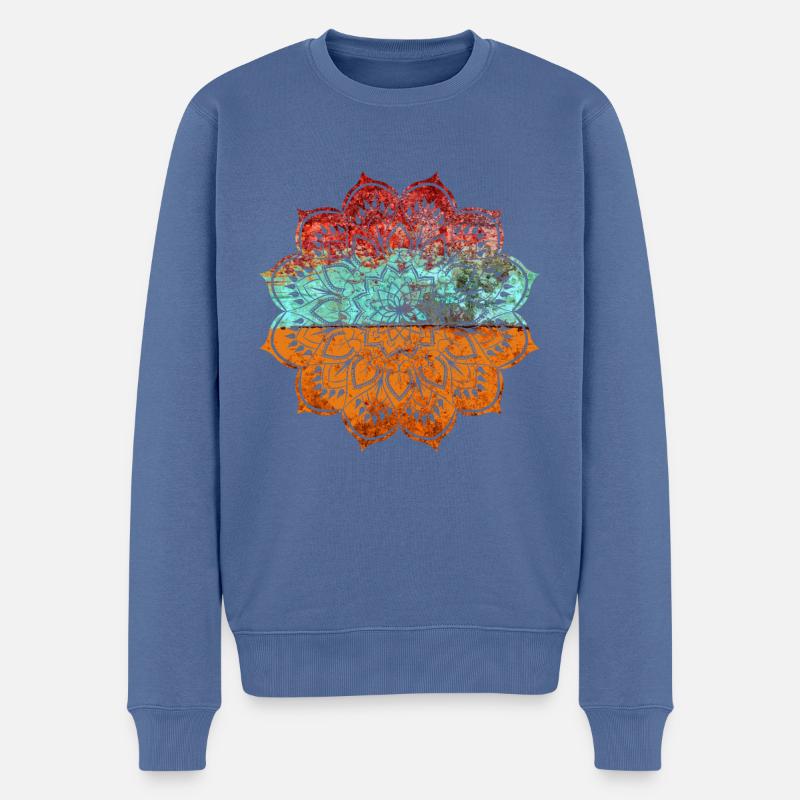 Mandala - Männer Premium Bio Pullover - Taubenblau