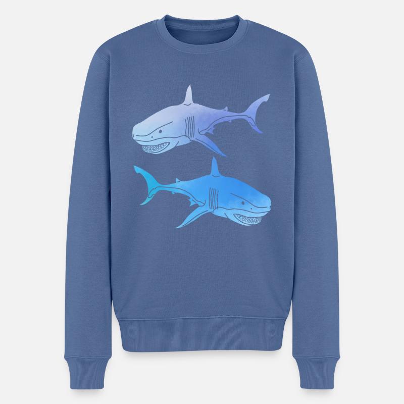 Haie - Männer Premium Bio Pullover - Taubenblau