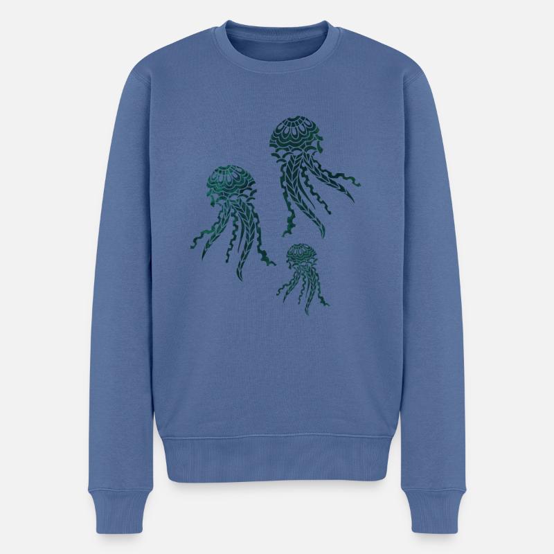 Quallen - Männer Premium Bio Pullover - Taubenblau