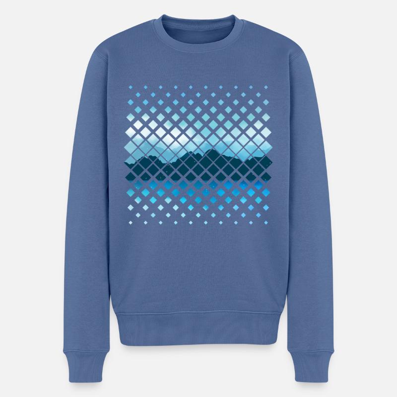 Berge Muster - Männer Premium Bio Pullover - Taubenblau