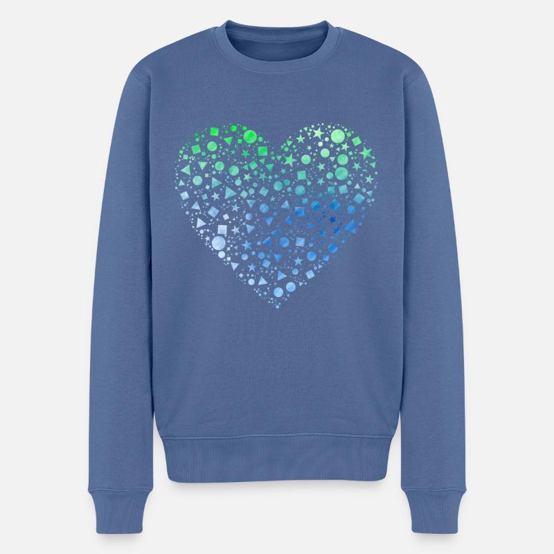Formen Herz - Männer Premium Bio Pullover - Taubenblau