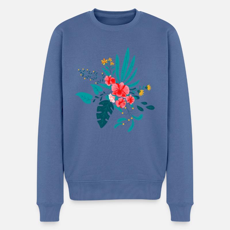 Bouquet de fleurs - Pull Premium bio Homme - bleu pigeon