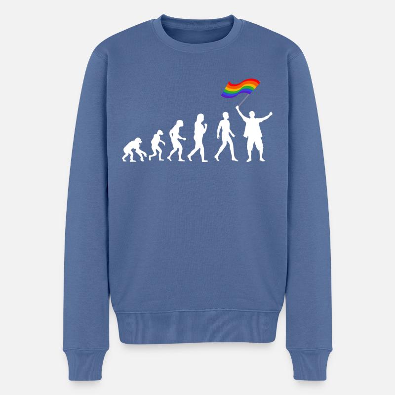 Evolution, Pride, LGBTQIA+ - Pull Premium bio Homme - bleu pigeon