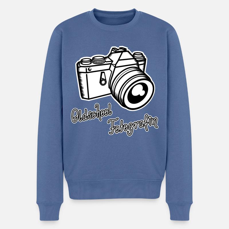 Oldschool Fotografin - Männer Premium Bio Pullover - Taubenblau