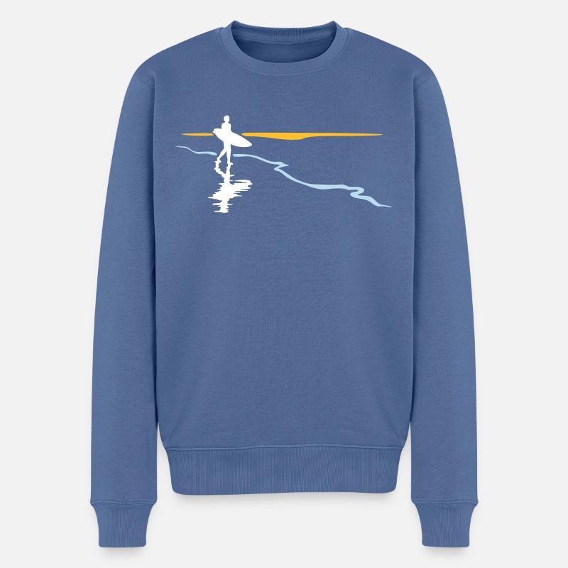Surfeur à la plage - Pull Premium bio Homme - bleu pigeon