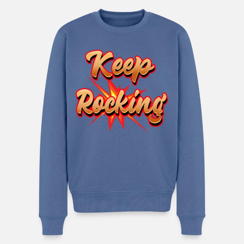 Rocken Sie weiter - Männer Premium Bio Pullover - Taubenblau