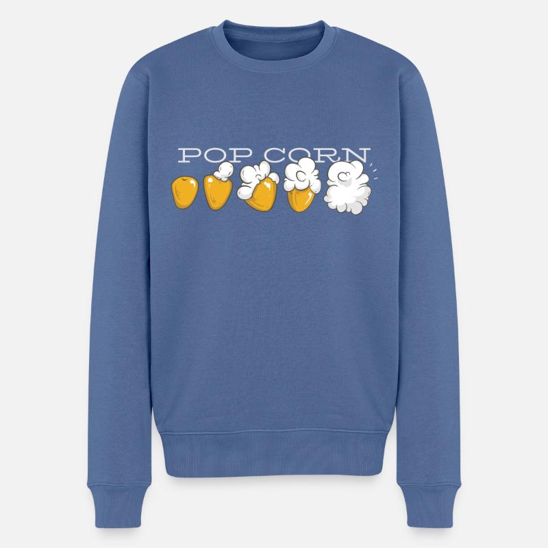 Popcorn Evolution - Männer Premium Bio Pullover - Taubenblau