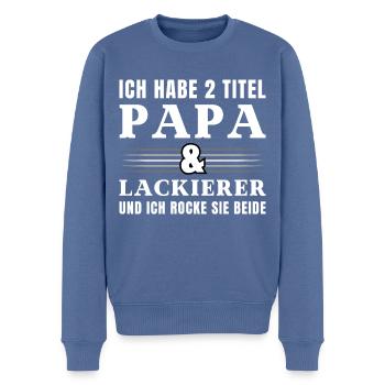 Ich habe 2 Titel Papa und Lackierer - Männer Premium Bio Pullover - Taubenblau - Vorne - Nico (187cm)