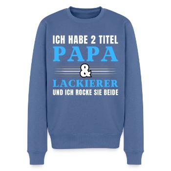 Ich habe 2 Titel Papa und Lackierer - Männer Premium Bio Pullover - Taubenblau - Vorne - Nico (187cm)