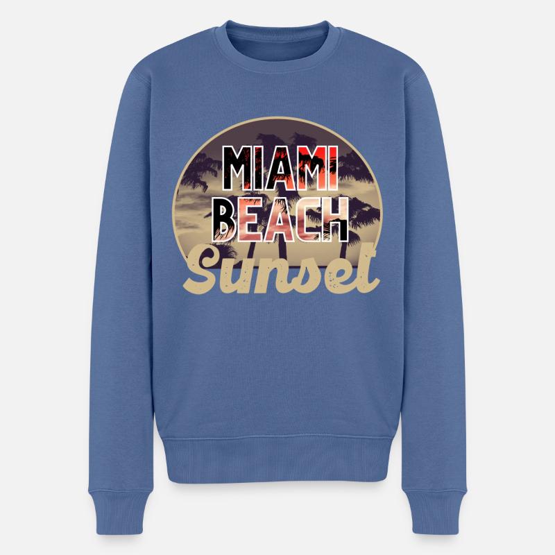 Miami beach sunset - Pull Premium bio Homme - bleu pigeon