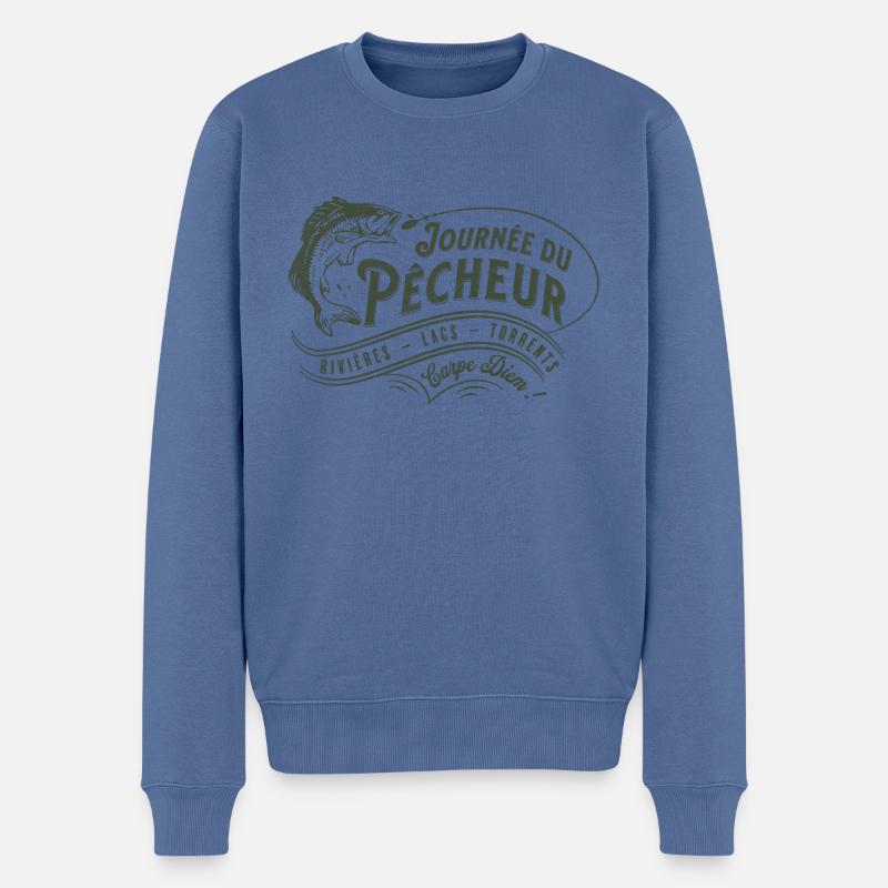 JOURNÉE DU PÊCHEUR - Pull Premium bio Homme - bleu pigeon