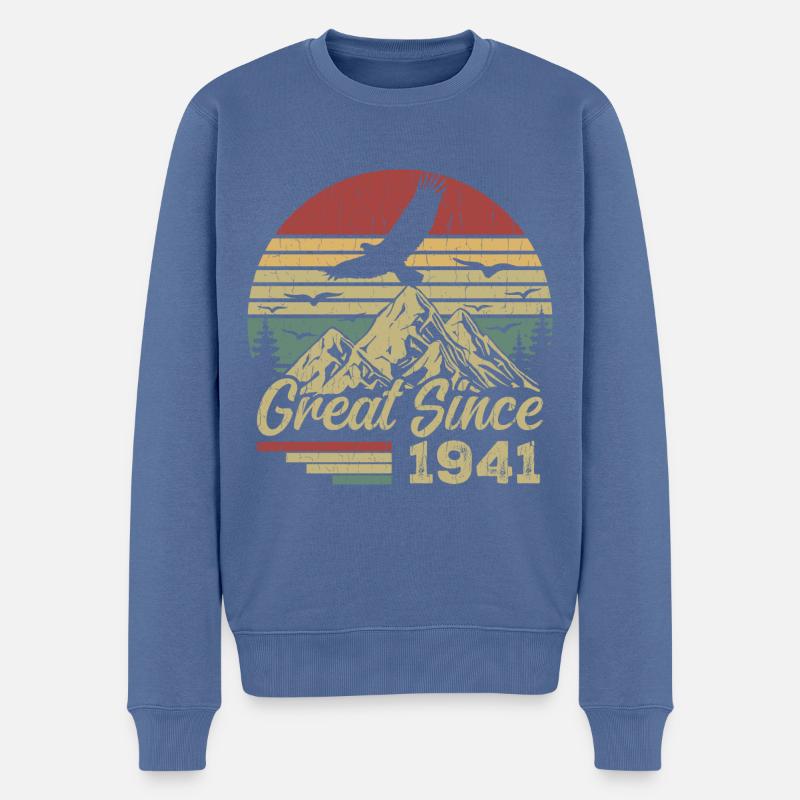 Jahrgang 1941 Retro 1941 Geburtstagsgeschenk - Männer Premium Bio Pullover - Taubenblau