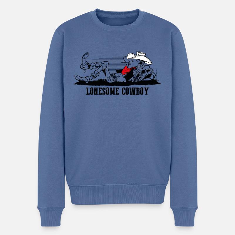 Lucky Luke Le Cow-boy Solitaire - Pull Premium bio Homme - bleu pigeon