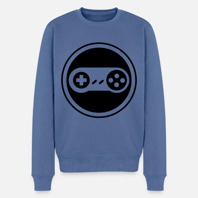 Gamepad Symbol Gamer - Männer Premium Bio Pullover - Taubenblau