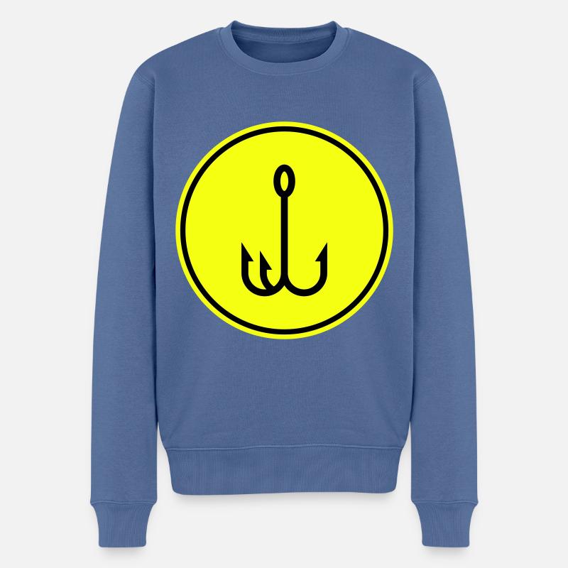 Fishing hook angler icon - Men's Premium Organic Jumper - stone blue