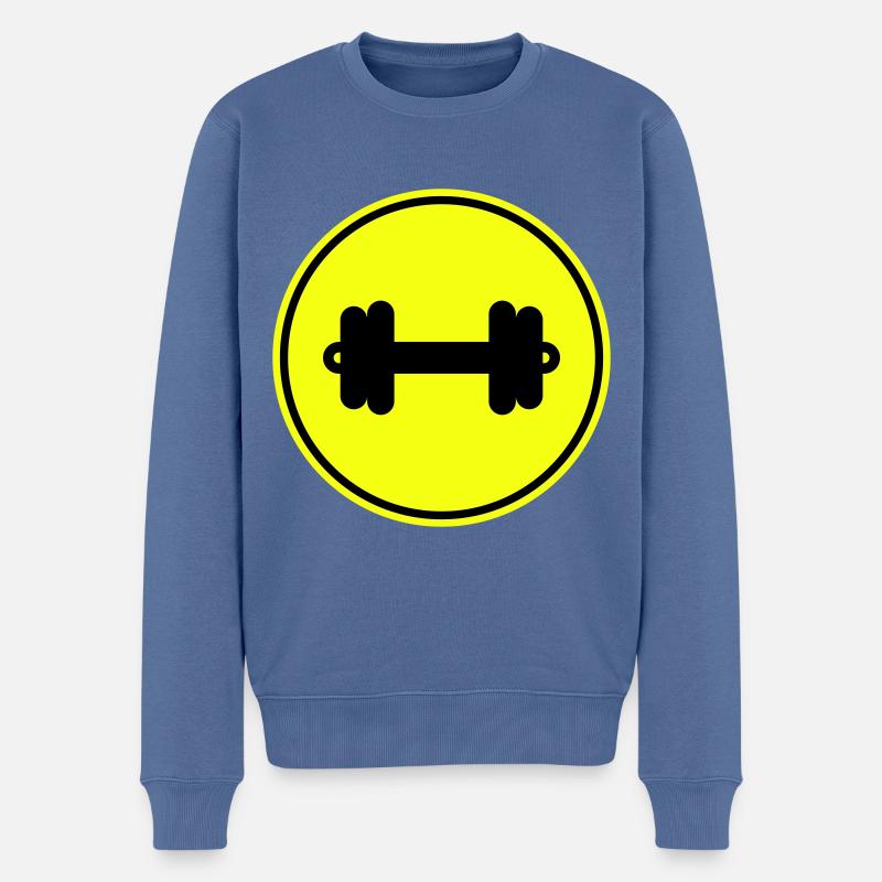 Icône de poids d’haltères - Pull Premium bio Homme - bleu pigeon