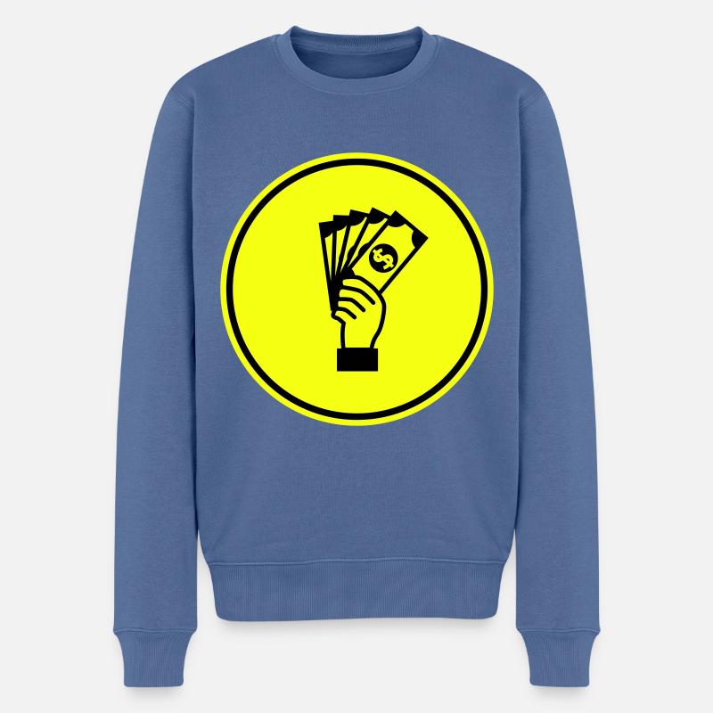 Geld Money silhouette - Männer Premium Bio Pullover - Taubenblau
