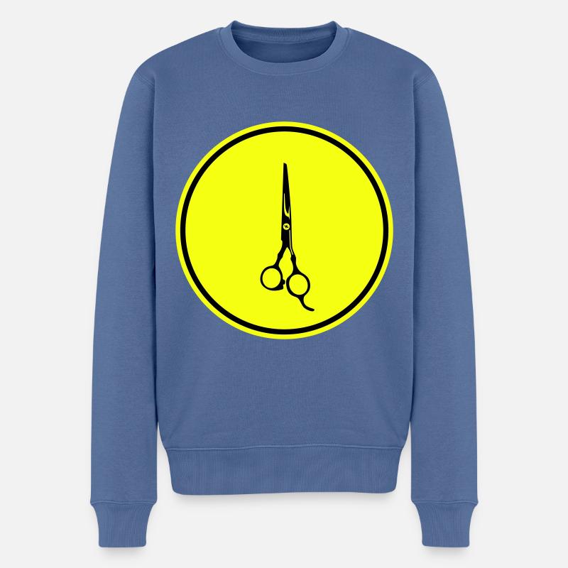 Icône Scissors Barber - Pull Premium bio Homme - bleu pigeon