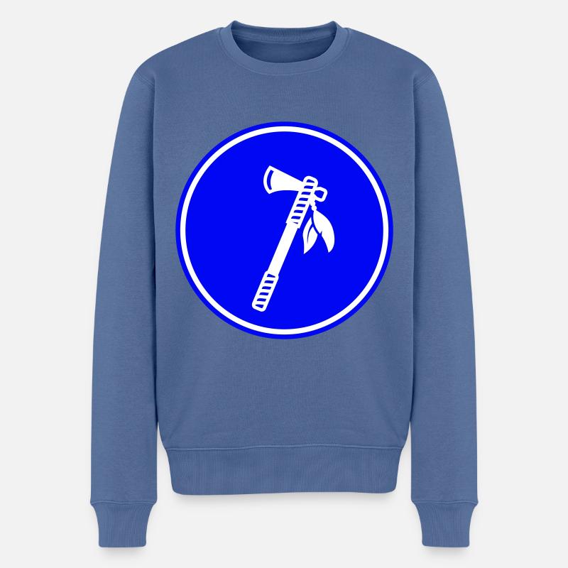 Axt Indianer feder - Männer Premium Bio Pullover - Taubenblau