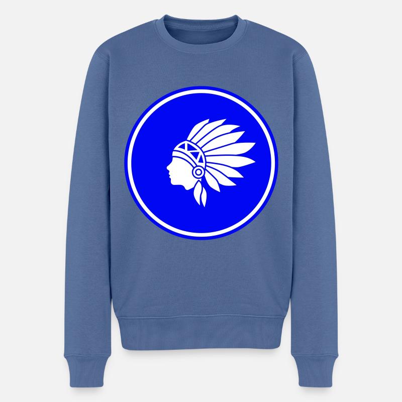 Indianer kopf - Männer Premium Bio Pullover - Taubenblau