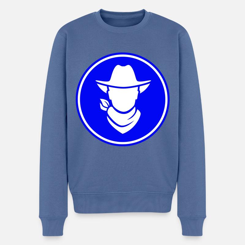 Tête de cow-boy western - Pull Premium bio Homme - bleu pigeon