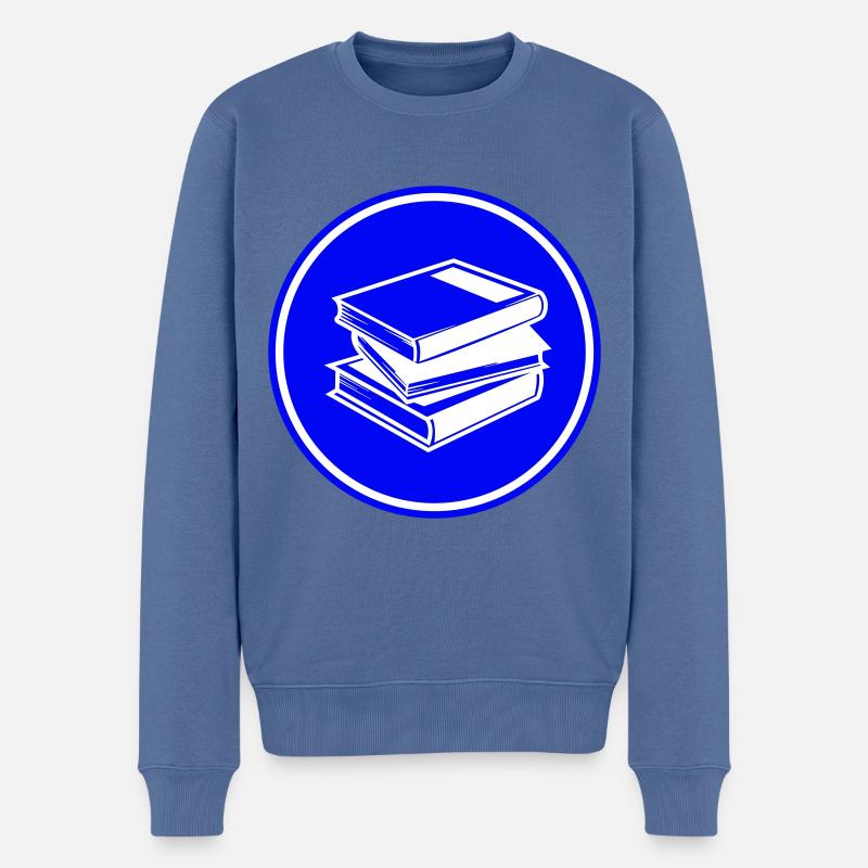 Bücher lesen - Männer Premium Bio Pullover - Taubenblau