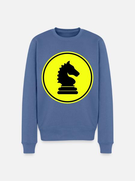 Pferd Schachfigur - Männer Premium Bio Pullover - Taubenblau