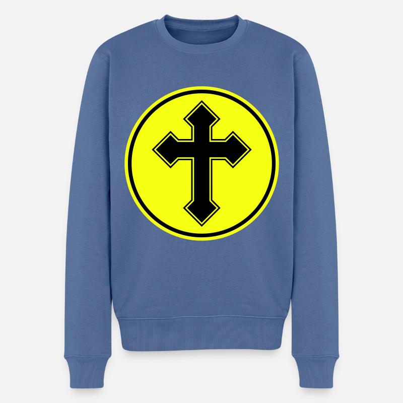 Kreuz symbol - Männer Premium Bio Pullover - Taubenblau