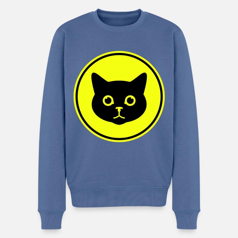 Katze Kopf - Männer Premium Bio Pullover - Taubenblau