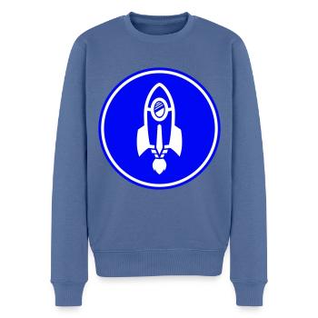Symbole de fusée - Pull Premium bio Homme - bleu pigeon - Devant - Nico (187cm)