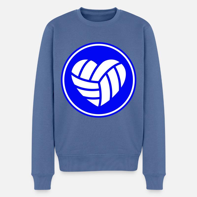 Volleyball herz - Männer Premium Bio Pullover - Taubenblau