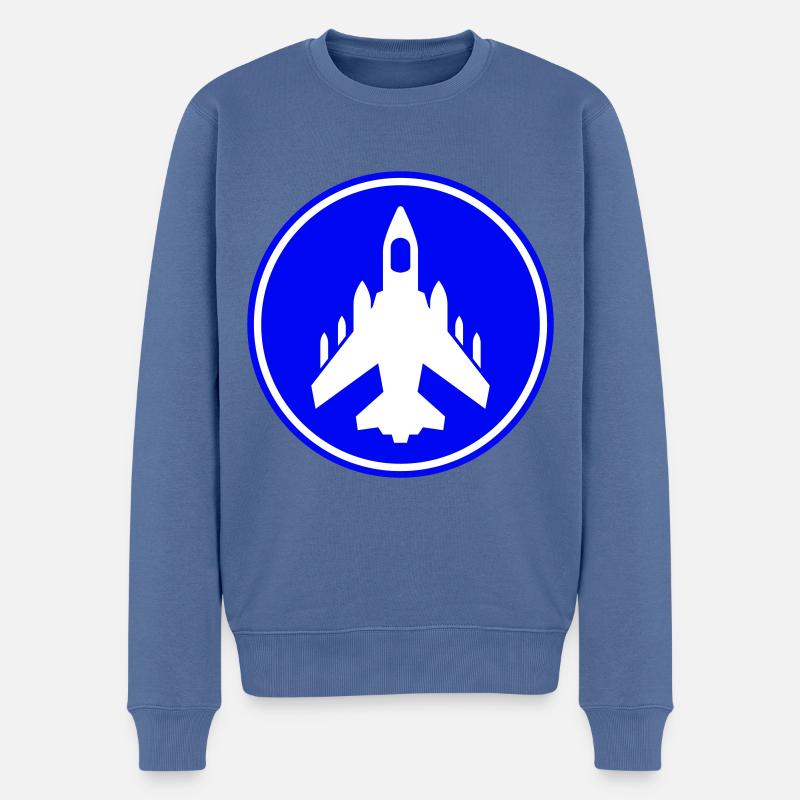 Symbole de jet d’avion - Pull Premium bio Homme - bleu pigeon