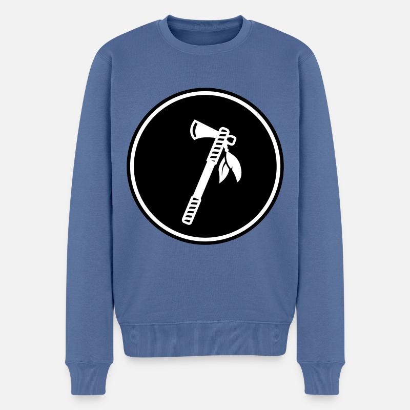 Axt Indianer feder - Männer Premium Bio Pullover - Taubenblau