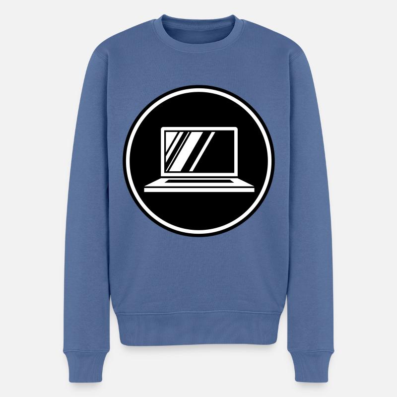 Laptop Symbol - Männer Premium Bio Pullover - Taubenblau