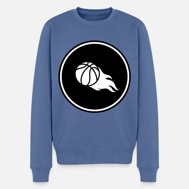 Basketball flamme - Männer Premium Bio Pullover - Taubenblau