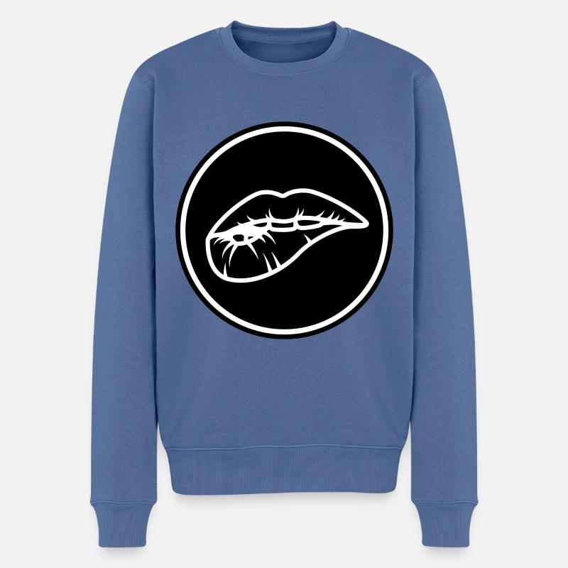 Läppar - Ekologisk premiumtröja herr - duvblå