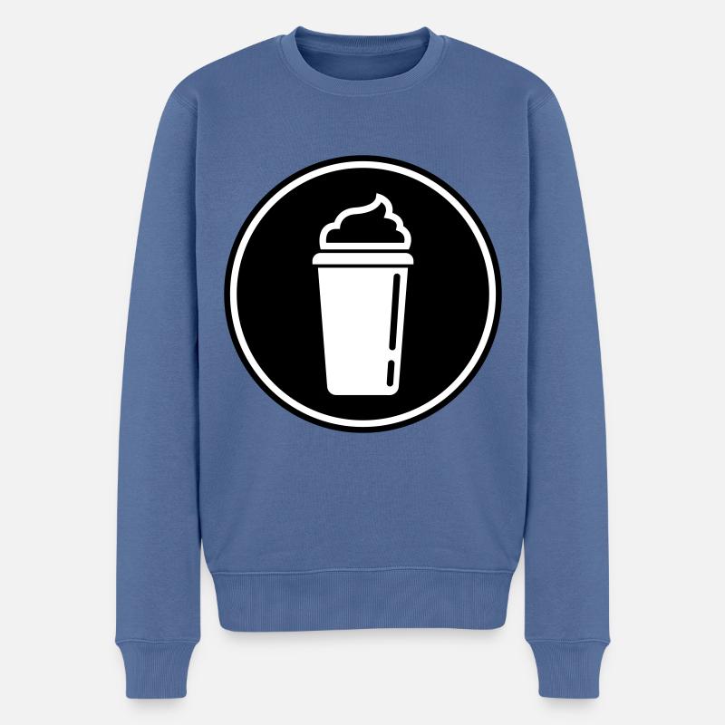 Kaffee Icon - Männer Premium Bio Pullover - Taubenblau
