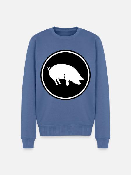 Schwein Tier - Männer Premium Bio Pullover - Taubenblau