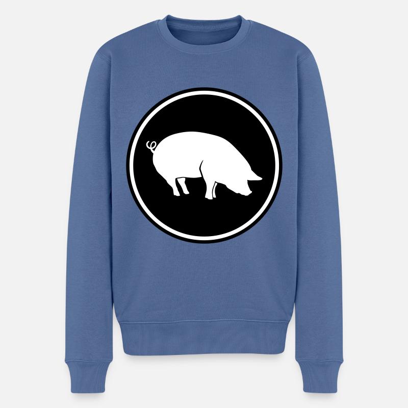 Animal porcin - Pull Premium bio Homme - bleu pigeon
