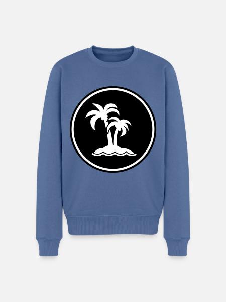 palm island symbol - Men's Premium Organic Jumper - stone blue
