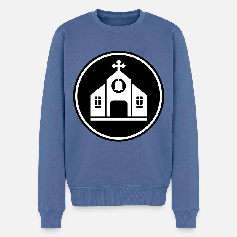 Symbole de l’église Kirche - Pull Premium bio Homme - bleu pigeon