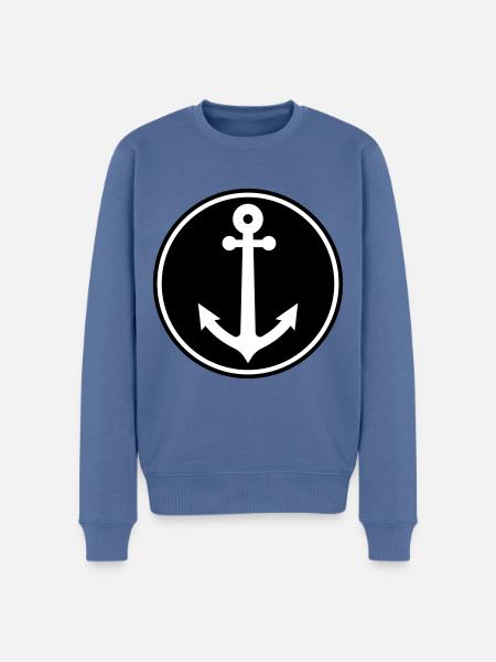 Anchor Captain Symbol - Men's Premium Organic Jumper - stone blue