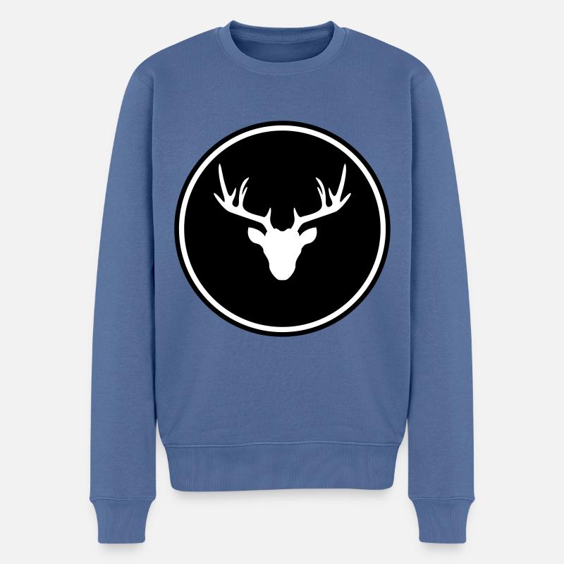 Reh Hirsch icon - Männer Premium Bio Pullover - Taubenblau