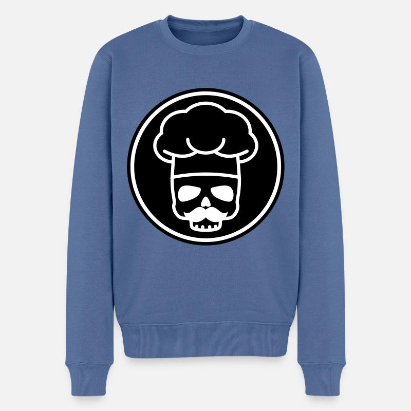 Koch skull icon - Männer Premium Bio Pullover - Taubenblau