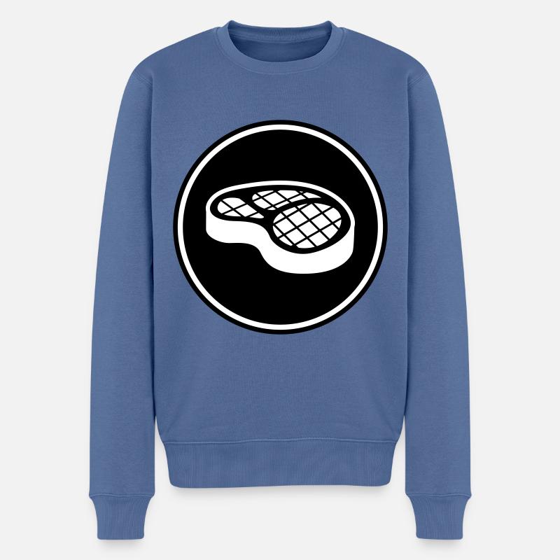 Fleisch steak symbol - Männer Premium Bio Pullover - Taubenblau