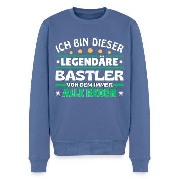 Ich bin dieser legendäre Bastler - Männer Premium Bio Pullover - Taubenblau - Vorne - Nico (187cm)