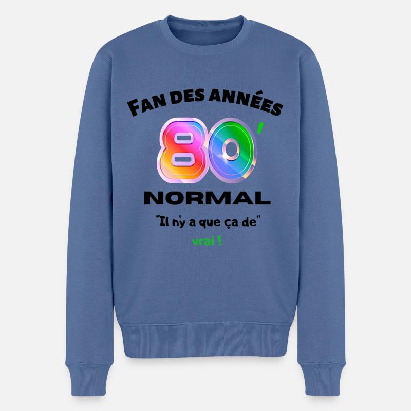 Impression Année 80' - Pull Premium bio Homme - bleu pigeon