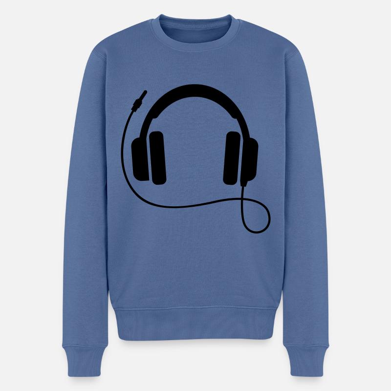 Icône casque - Pull Premium bio Homme - bleu pigeon