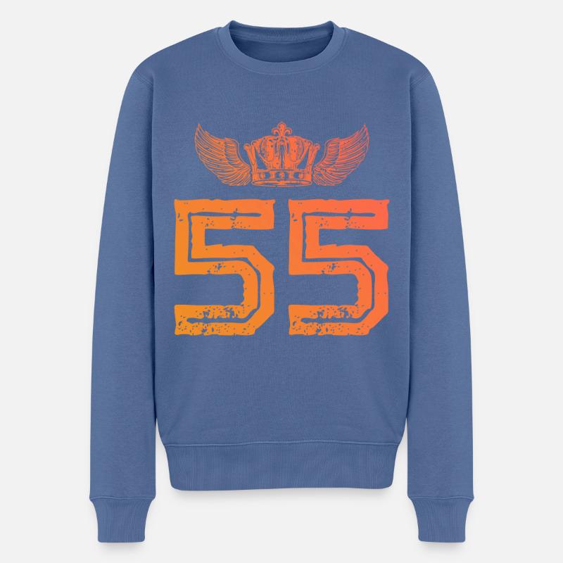 55 Couronne numérique - Pull Premium bio Homme - bleu pigeon