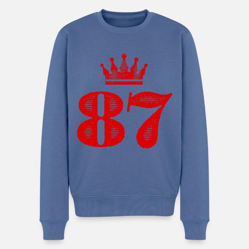 87 Couronne numérique - Pull Premium bio Homme - bleu pigeon